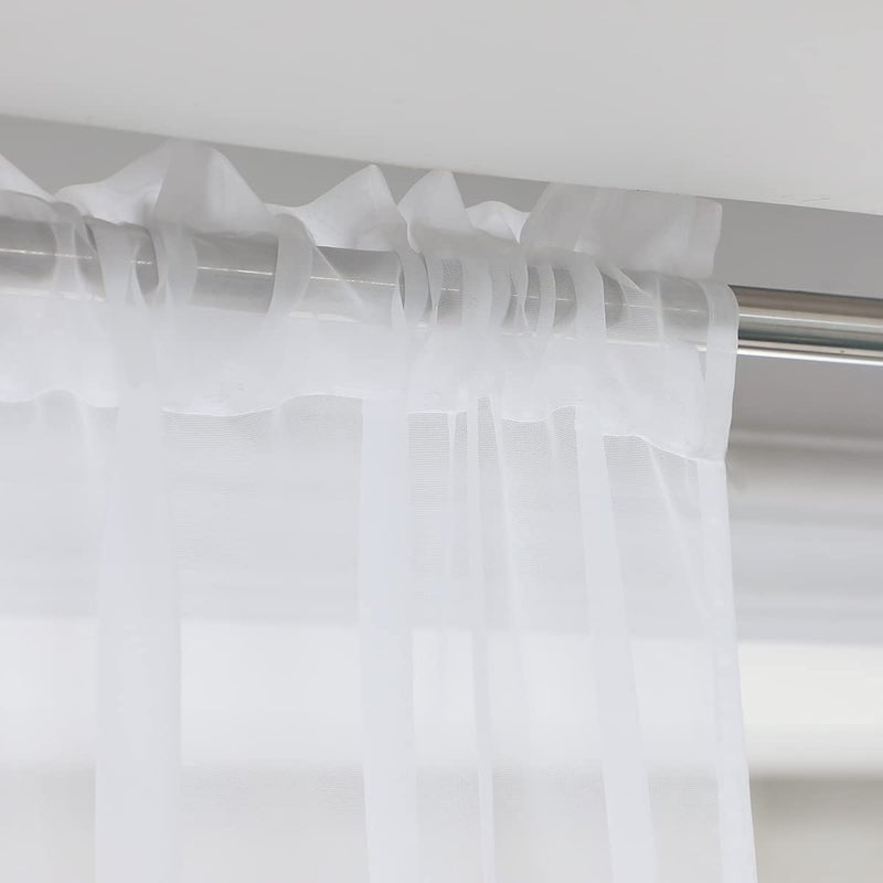 L&TEC Window White Sheer Curtains 84 Inches Long 2 Panels Sheer White Curtain Clear Basic Rod Pocket Panel Other Beige Grey Purple Pink 63 72 95 108 Inch Bedroom Children Living Room Yard Kitchen - Image 5